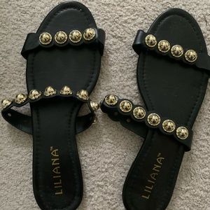 Black and gold sandals!! Used once!